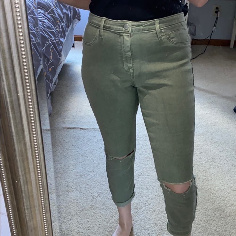Green skinny jeans!